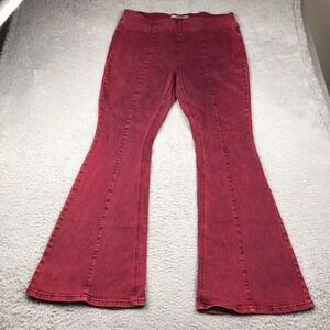 Rock & Roll Cowgirl Bargain Bell Pull‎ On Jeans Womens 36 (37x32) Red Flare Leg